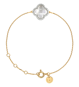 Morganne Bello Mother Of Pearl + Diamonds Yellow Gold Victoria Bracelet