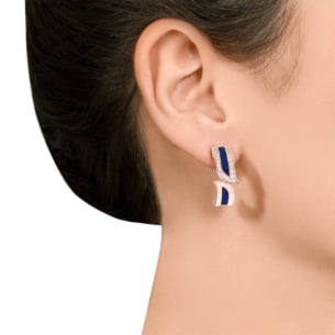 Alif Mosaic Lapis Lazuli & Diamond Hoop Earrings In 18K Rose Gold