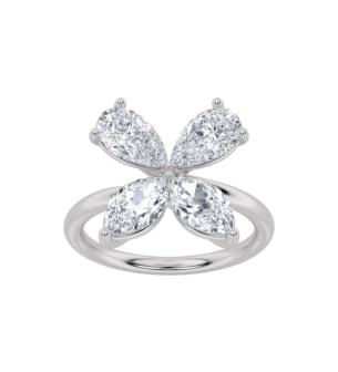Gaia Luxe Fashion 18k White Gold Lab-Grown Diamond Ring