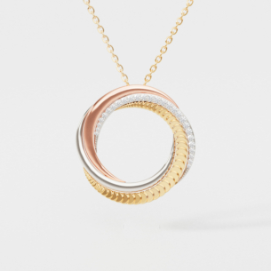 Revolve Trio 18k Yellow, Rose and White Gold Necklace with Diamonds