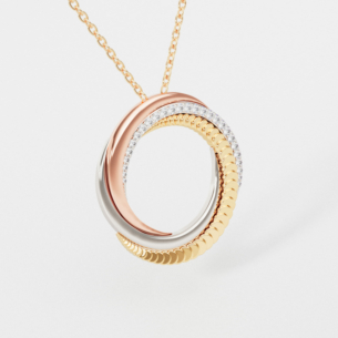 Revolve Trio 18k Yellow, Rose and White Gold Necklace with Diamonds