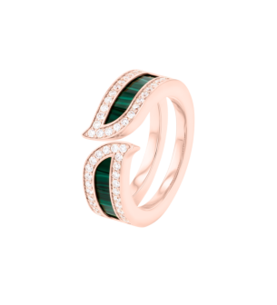 Alif Mosaic Malachite & Diamond Ring In 18K Rose Gold