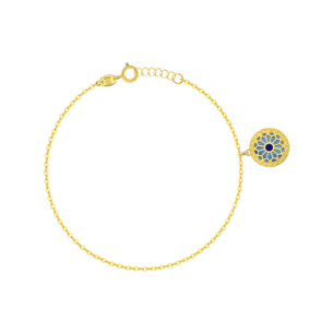 Amelia Athens 18k Yellow Gold Anklet with Blue and White Mother of Pearl