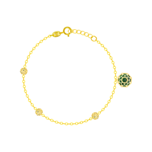 Amelia Marrakesh 18k Yellow Gold Anklet with Blue and Green Mother of Pearl