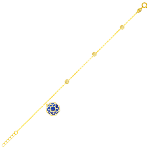 Amelia Marrakesh 18k Yellow Gold Anklet with Blue and Green Mother of Pearl