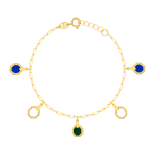 Amelia Marrakesh 18k Yellow Gold Anklet with Blue and Green Mother of Pearl