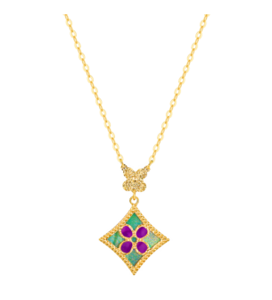 Amelia Versailles Garden Star Double Sided Necklace in 18K Yellow Gold