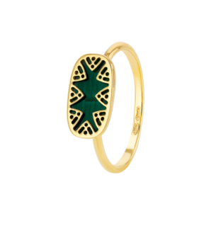 Amelia Alhambra Palace Mother Of Pearl Oval Ring in 18K Yellow Gold 