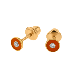 Children's Jewellery Ara Diamond Earrings With Coquelicot Enamel 