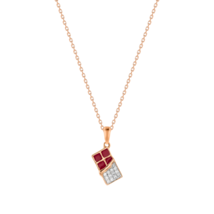 Children's Jewellery Ara Diamond Rose Gold Chocolate Bar Necklace