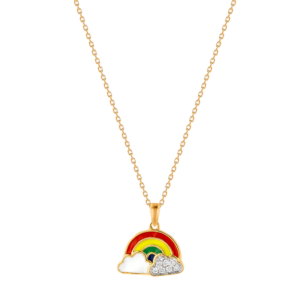 Children's Jewellery Ara Diamond Yellow Gold Rainbow Necklace