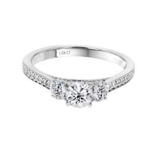 Damas Engagement Three Diamond Ring 0.50 Carat 