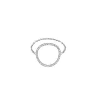 Djula Graphique Diamond Big Circle Chain Ring in 18K Gold