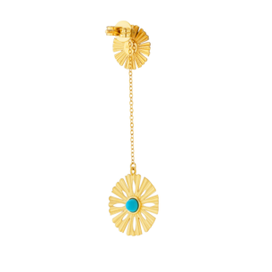 Farfasha Sunkiss Earrings in 18K Yellow Gold With Two Arfaj Flowers and Turquoise 