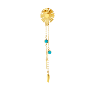 Farfasha Sunkiss Earrings in 18K Yellow Gold With an Arfaj Flower, Flower Buds and Turquoise on Chains