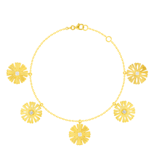 Farfasha Sunkiss Arfaj Daisy Multi Motif Anklet in 18K Yellow Gold 