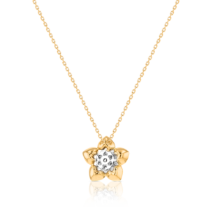 Heart to Heart Star Flower Pendant Chain Yellow Gold 