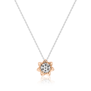 Heart To Heart Star Flower Pendant Chain White and Rose Gold 