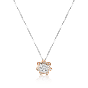 Heart To Heart Star Flower Pendant Chain White and Rose Gold 