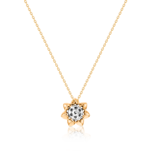 Heart To Heart Star Flower Pendant Chain Yellow Gold 