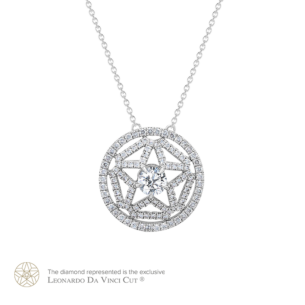 Leonardo Da Vinci Cut Diamond Pendant Chain 18K White Gold