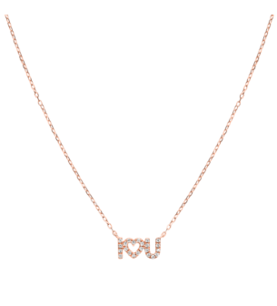Djula Diamond I Love U Chain Necklace in 18K Rose Gold
