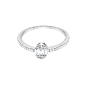 OneSixEight Oval Shaped Diamond Ring Eternity Band 18K White Gold