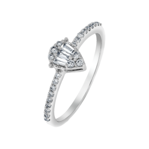 OneSixEight Pear Shaped Diamond Ring Half Eternity Band 18K White Gold