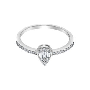OneSixEight Pear Shaped Diamond Ring Half Eternity Band 18K White Gold