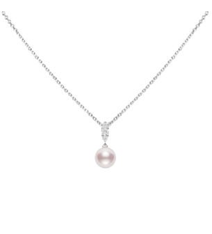Morning Dew Akoya Cultured Pearl Pendant in 18K White Gold