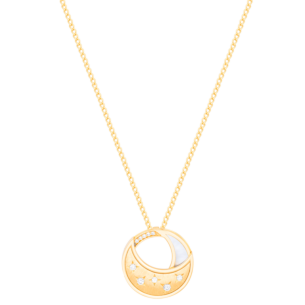 18k Yellow Gold Qamar Necklace With Diamond And Mother of Pearl