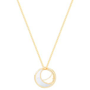 18k Yellow Gold Qamar Necklace With Diamond And Mother of Pearl