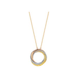 Revolve Trio 18k Yellow, Rose and White Gold Necklace with Diamonds