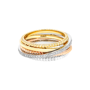 Revolve Trio 18k Yellow, Rose and White Gold Ring with Diamonds