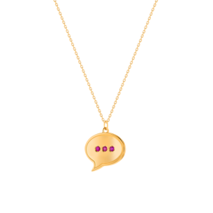 Bubble Oval Typing Dots Ruby Necklace in 14k Yellow Gold