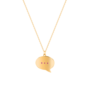 Bubble Oval Typing Dots Ruby Necklace in 14k Yellow Gold